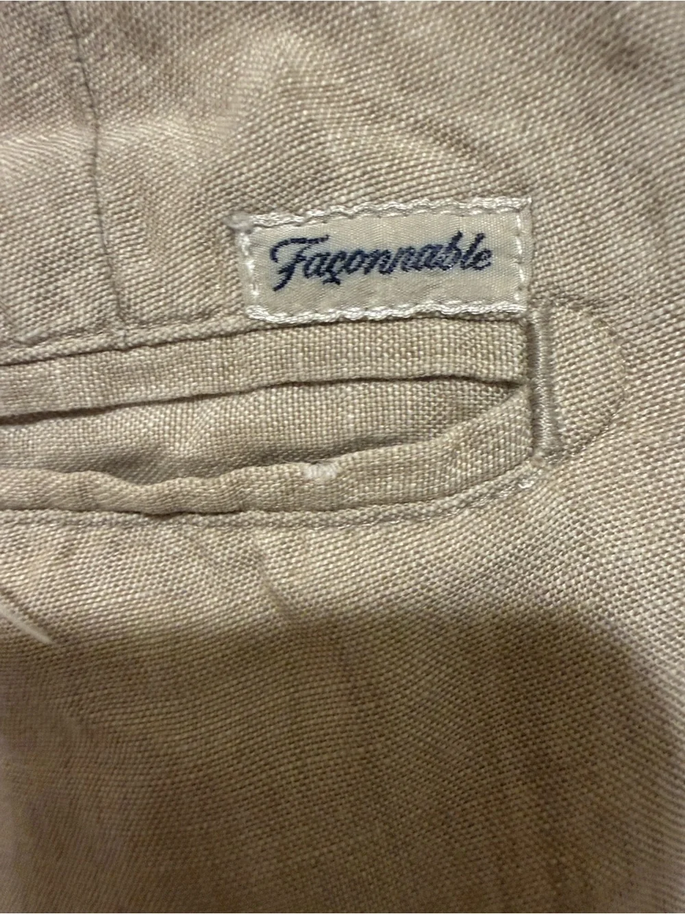 Faconnable Men's Beige Linen Blend Pants size 35